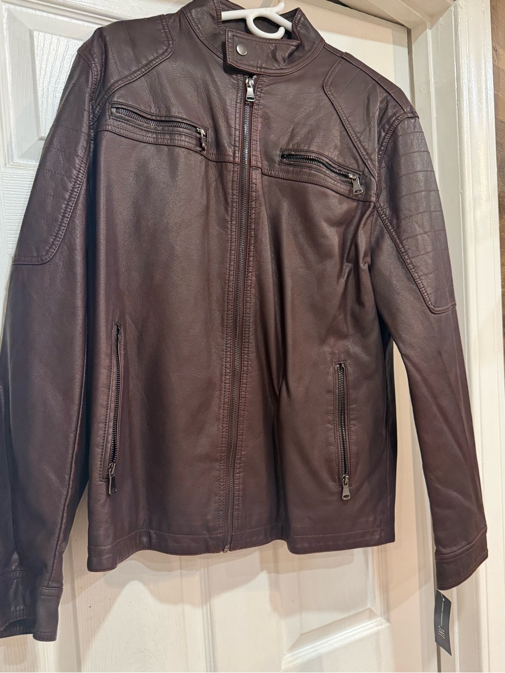 INC International Concepts Men's Pleather Jacket in Boysenberry